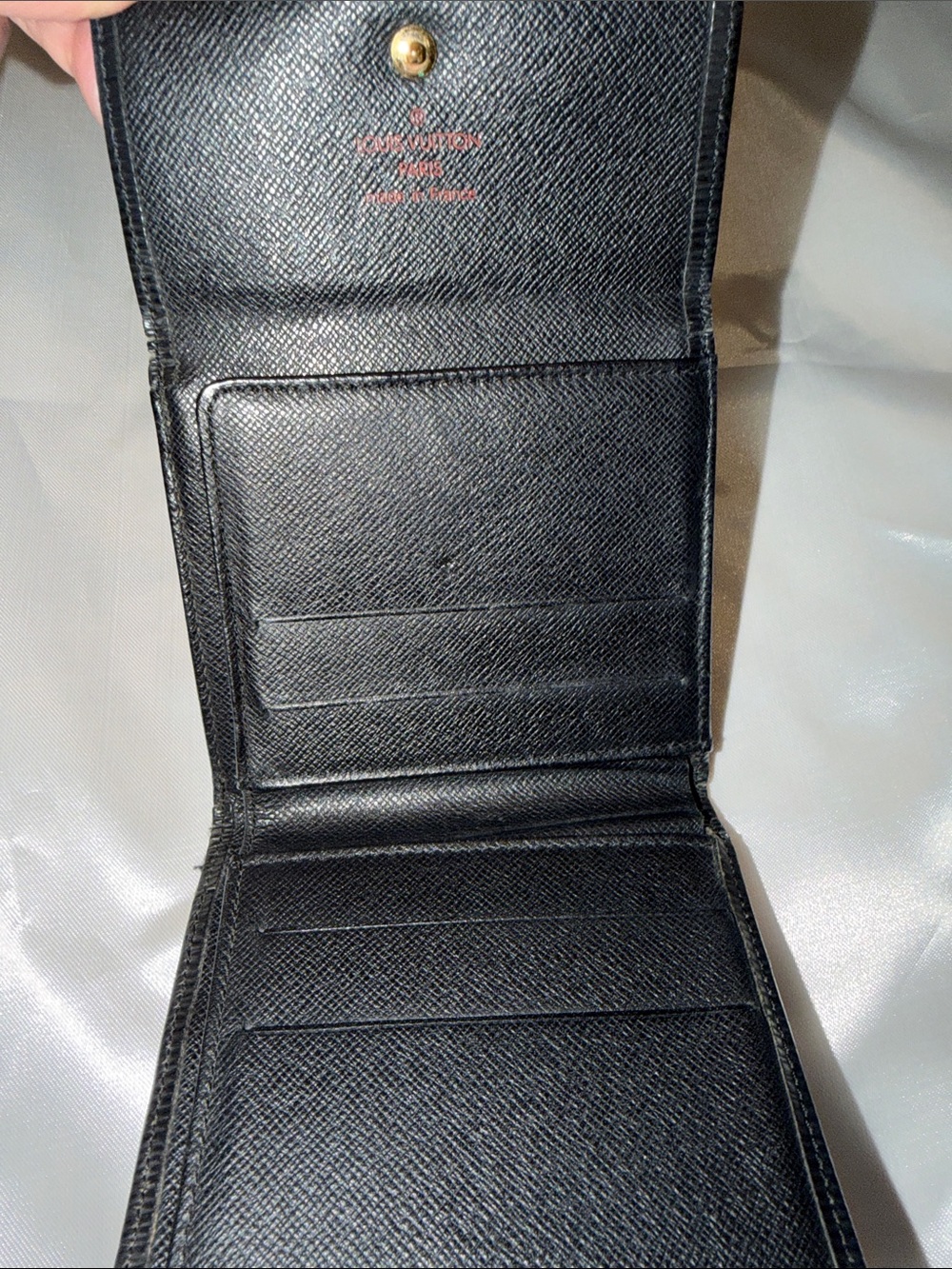 Louis Vuitton Auth Vintage Black Epi Elise Compact Snap Wallet w COA - Picture 10 of 17